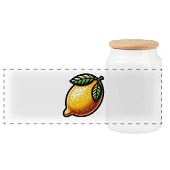 Lemon Art Illustration - Panoramic Cookie Jar with Wooden Lid - white - Front