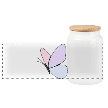 Conception de papillon pastel - Boîte à biscuits avec couvercle en bois - blanc - Devant
