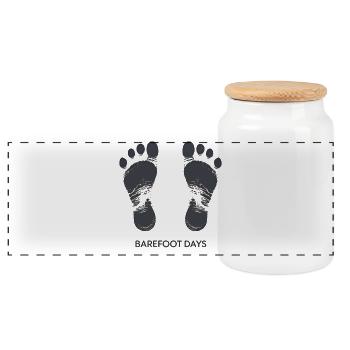 Barefoot days - Panoramic Cookie Jar with Wooden Lid - white - Front
