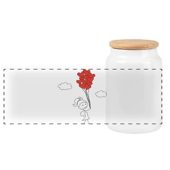 CuteGirl - Panoramic Cookie Jar with Wooden Lid - white - Front