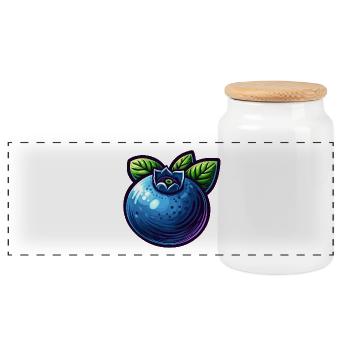 Blueberry fruit Fantaisie Royale - Panoramic Cookie Jar with Wooden Lid - white - Front