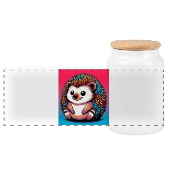 hérisson - Boîte à biscuits avec couvercle en bois - blanc - Devant
