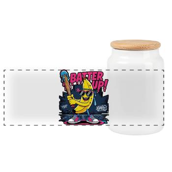 Cool Banana Baseball Neon Style - Panorama Keksdose mit Holzdeckel - Weiß - Vorne