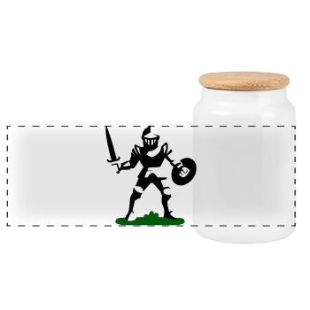 Knight Toy - Panoramic Cookie Jar with Wooden Lid - white - Front