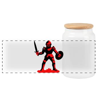 Red Knight - Panoramic Cookie Jar with Wooden Lid - white - Front