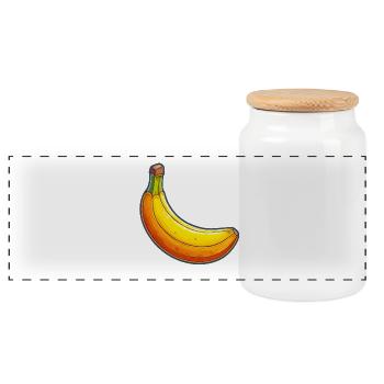 Banana Pop Art Colorful Fun - Panoramic Cookie Jar with Wooden Lid - white - Front
