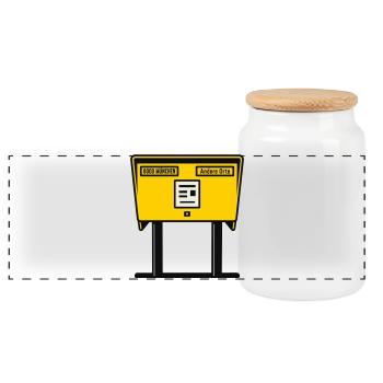 Boîte aux lettres jaune Munich - Boîte à biscuits avec couvercle en bois - blanc - Devant