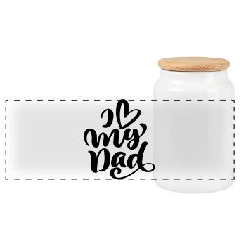 I love my dad - Panoramic Cookie Jar with Wooden Lid - white - Front