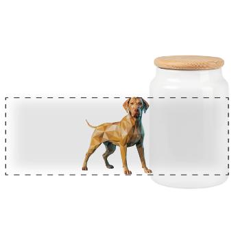 Brown Dog - Cool Low Poly  Logo - Panoramic Cookie Jar with Wooden Lid - white - Front