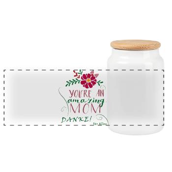 Merci pour maman - Boîte à biscuits avec couvercle en bois - blanc - Devant