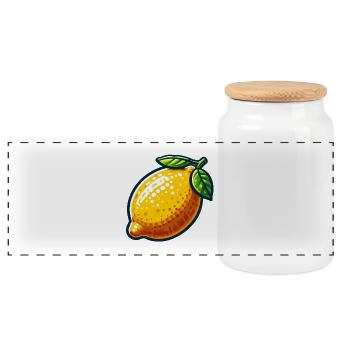 Lemon Cartoon Luminous - Panoramic Cookie Jar with Wooden Lid - white - Front