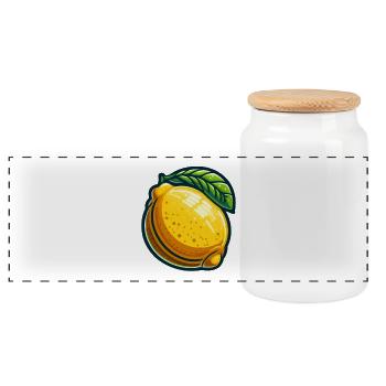 Citron Cartoon Éclat Jaune - Boîte à biscuits avec couvercle en bois - blanc - Devant