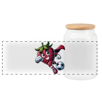 Football Fraise Super-héros Kicker Comic - Boîte à biscuits avec couvercle en bois - blanc - Devant