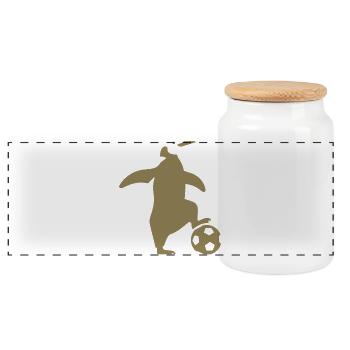 Minimalistischer Pinguin Fußballspieler Team Sport - Panorama Keksdose mit Holzdeckel - Weiß - Vorne