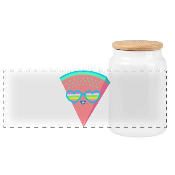 Coole Melone Herzsonnenbrille 80er 90er Retro - Panorama Keksdose mit Holzdeckel - Weiß - Vorne