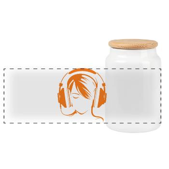 Orange Music - Panoramic Cookie Jar with Wooden Lid - white - Front