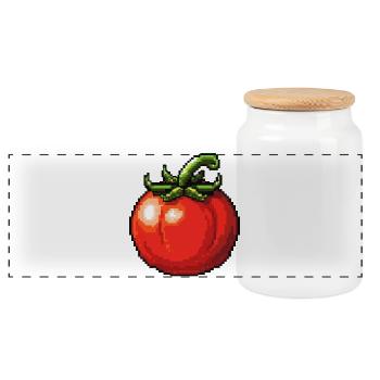 PixelTomate Retro - Panorama Keksdose mit Holzdeckel - Weiß - Vorne