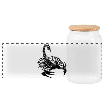 Scorpio black - Panoramic Cookie Jar with Wooden Lid - white - Front