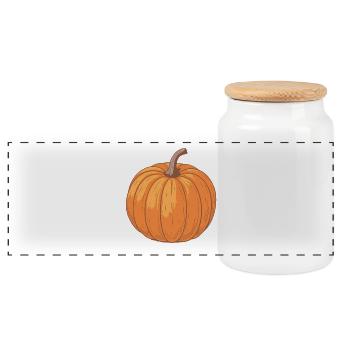 Kürbis-Textur-Orange Illustration - Panorama Keksdose mit Holzdeckel - Weiß - Vorne