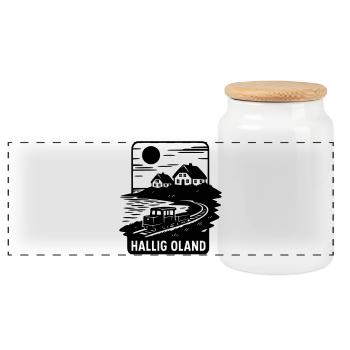 Oland Hallig - Boîte à biscuits avec couvercle en bois - blanc - Devant