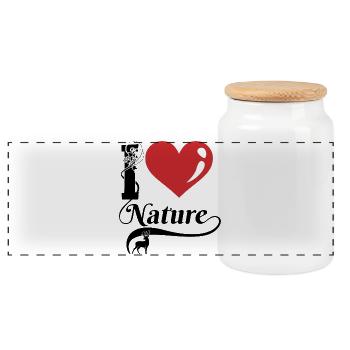 I Love Nature - Panoramic Cookie Jar with Wooden Lid - white - Front