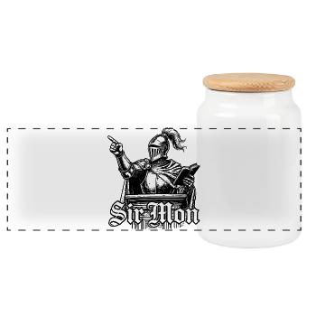Sir Mon Knight Funny Renaissance Faire Men LARP - Panoramic Cookie Jar with Wooden Lid - white - Front