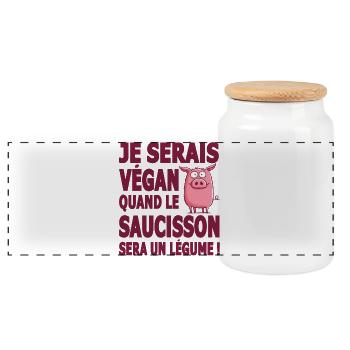 végan quand le saucisson sera un légume - Boîte à biscuits avec couvercle en bois - blanc - Devant