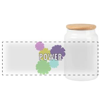 Mama Flower Power - Panoramic Cookie Jar with Wooden Lid - white - Front