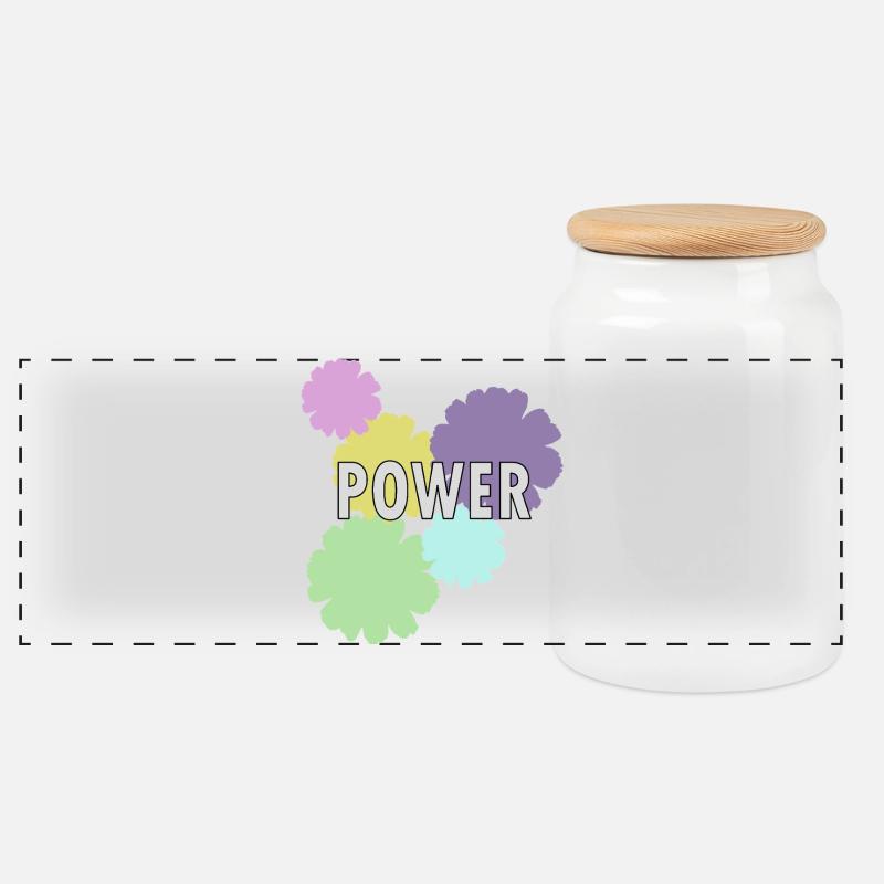Mama Flower Power - Panorama Keksdose mit Holzdeckel - Weiß