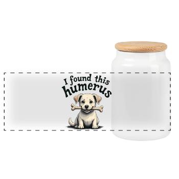Ich habe diesen Humerus gefunden - Panorama Keksdose mit Holzdeckel - Weiß - Vorne