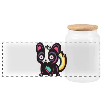Skunk Halloween Comic Funny - Panoramic Cookie Jar with Wooden Lid - white - Front