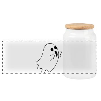 Ghost - Panoramic Cookie Jar with Wooden Lid - white - Front