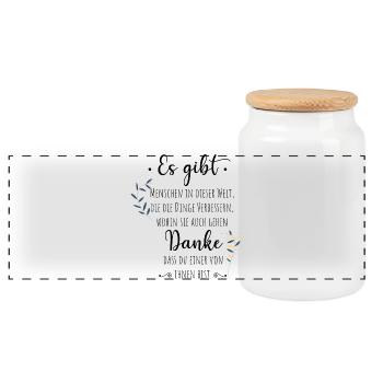 Cadeau d’adieu collègue employé merci - Boîte à biscuits avec couvercle en bois - blanc - Devant