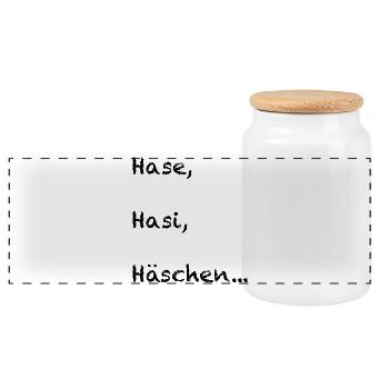 Hase, Hasi, Häschen - Panorama Keksdose mit Holzdeckel - Weiß - Vorne