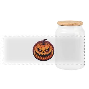 Citrouille Jack O Lantern Effrayante - Boîte à biscuits avec couvercle en bois - blanc - Devant