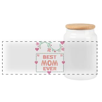 beste Mama - Panorama Keksdose mit Holzdeckel - Weiß - Vorne