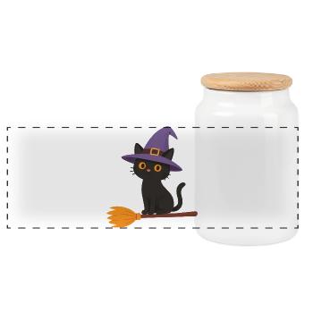 Sorcière sur un balai - Boîte à biscuits avec couvercle en bois - blanc - Devant