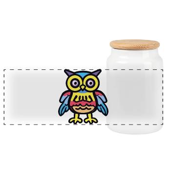Owl Halloween Zombie - Panoramic Cookie Jar with Wooden Lid - white - Front
