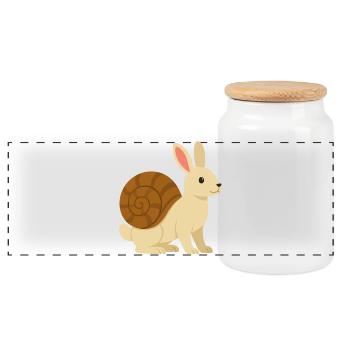 Cute Snail Rabbit - Panoramic Cookie Jar with Wooden Lid - white - Front