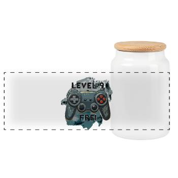 Level 9 Frei Gamepad Army Militärdesign Tarnfleck - Panorama Keksdose mit Holzdeckel - Weiß - Vorne