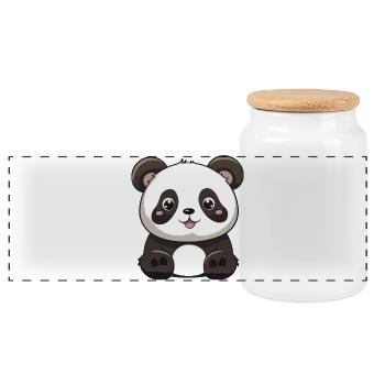 Panda Cartoon Doux et Charmeur - Boîte à biscuits avec couvercle en bois - blanc - Devant