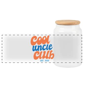 Cooler Onkel Club seit 2025 - Geschenk - Panorama Keksdose mit Holzdeckel - Weiß - Vorne