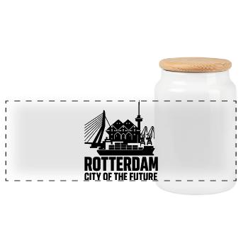 Rotterdam City Of The Future - Panorama Keksdose mit Holzdeckel - Weiß - Vorne