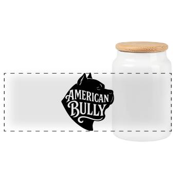 American Bully Bulldog french dog t shirt - Panoramic Cookie Jar with Wooden Lid - white - Front
