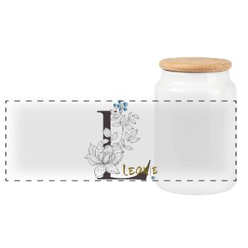 Buchstabe L Leonie - Panorama Keksdose mit Holzdeckel - Weiß - Vorne