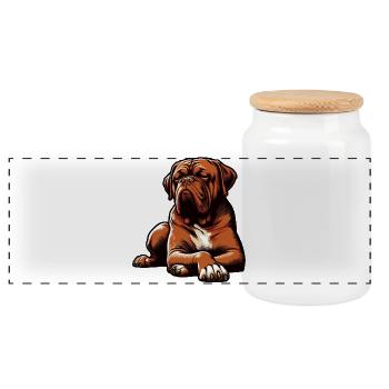 Bordeaux Mastiff Bordeaux's Bordeaux Mastiff owner - Panoramic Cookie Jar with Wooden Lid - white - Front