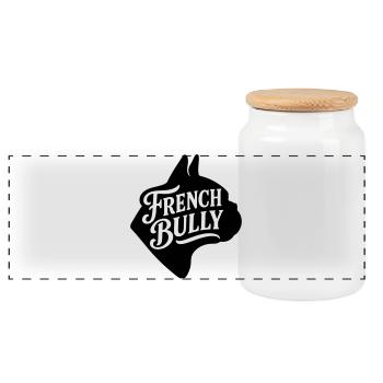 French bulldog french Bully Dog Shirt Bulldog - Panoramic Cookie Jar with Wooden Lid - white - Front