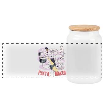 Le fabricant de pâtes - Foodie culinaire italien rétro - Boîte à biscuits avec couvercle en bois - blanc - Devant