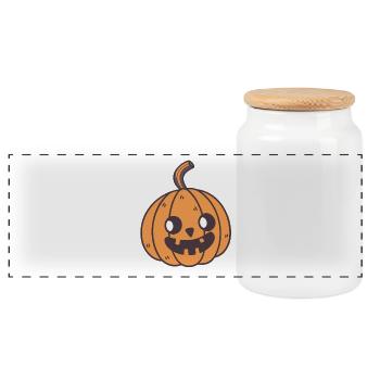 Kürbis Halloween Süßer Spaß - Panorama Keksdose mit Holzdeckel - Weiß - Vorne