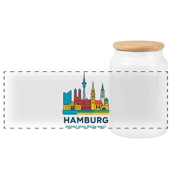 Silhouette de Hambourg Toujours à visiter - Boîte à biscuits avec couvercle en bois - blanc - Devant